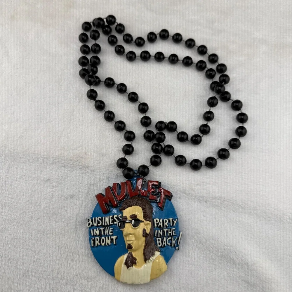 Vintage Mullet Necklace Blue Business In The Front Party In The Back Resin 34